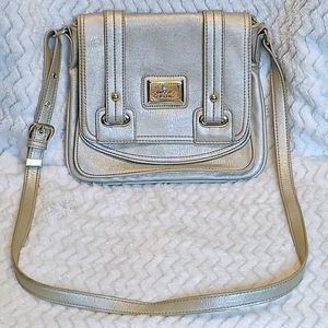 NICOLE MILLER: Beige Faux Leather Crossbod…